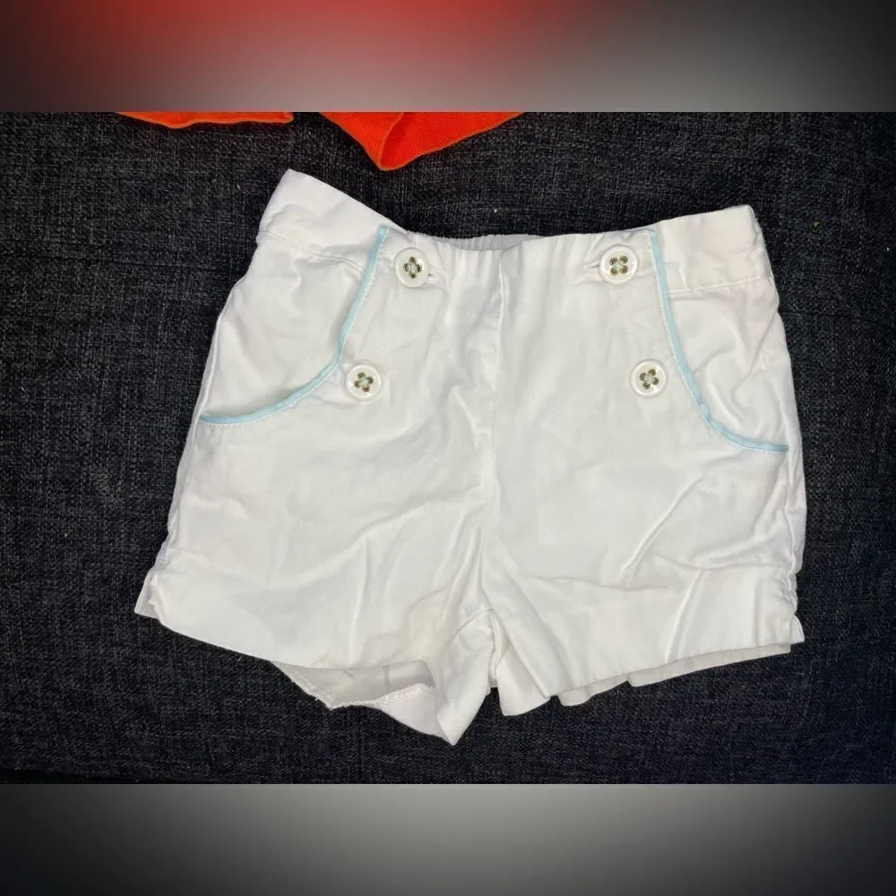 Kids Orange and White Button Shorts Set